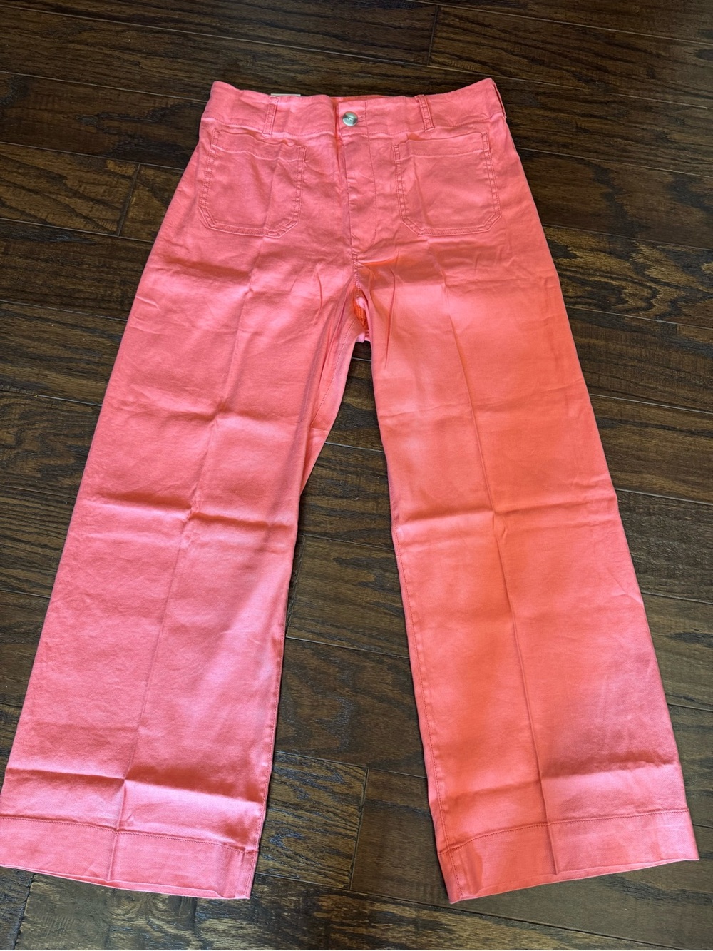 Anthropologie Coral-Pink Wide Leg Trouser